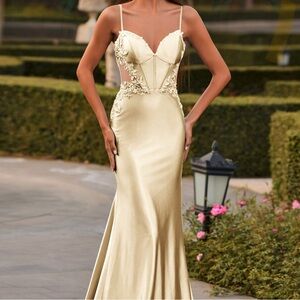 Elegant Gold Evening Gown
